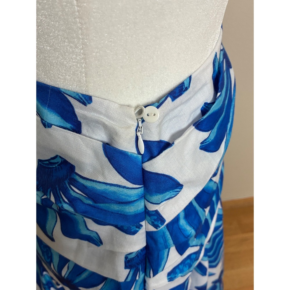 HT 360 Collective Blue Banana Leaf Tropical Maxi Skirt Size Small (P8) - Picture 5 of 13